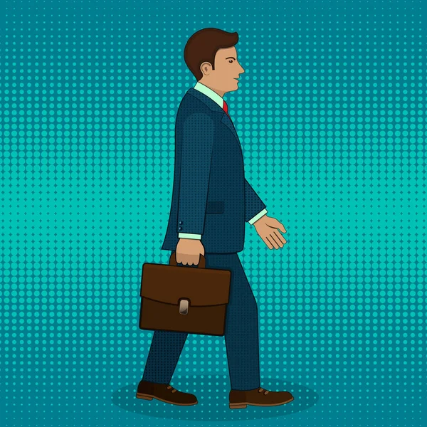 Walking businessman with briefcase, vector. — Stock Vector