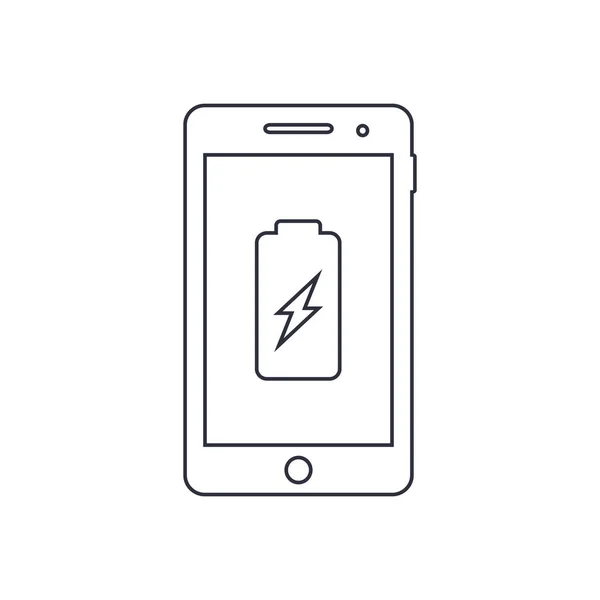 Smartphone charge l'icône de contour de la batterie. Vecteur — Image vectorielle