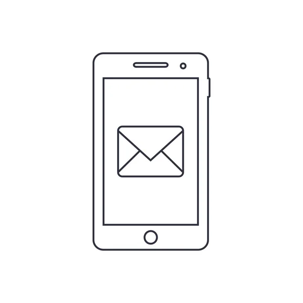 Smartphone icône de contour avec message sms symbole. Vecteur — Image vectorielle