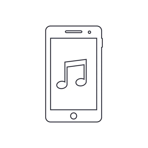 Icône de contour de Smartphone avec signe d'application de lecteur multimédia. Vecteur — Image vectorielle
