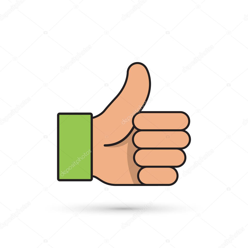 Thumb up vector icon color illustration.