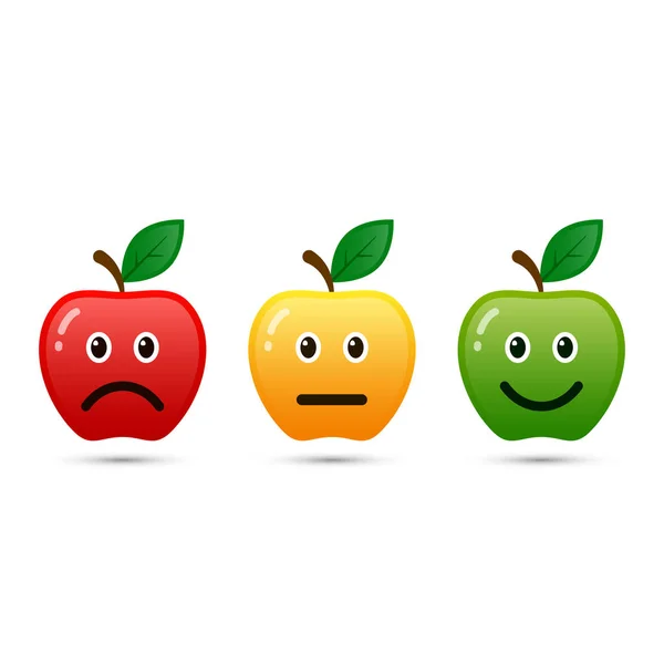 Ícone de emoticons da Apple definido positivo, neutro e negativo, vetor . —  Vetores de Stock