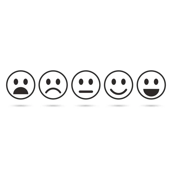Icono de línea de evaluación de emoticonos, icono de retroalimentación. Vector . — Vector de stock