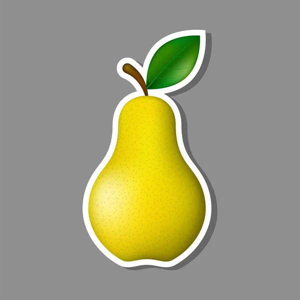 Pear klistermärke vektorillustration eco frukt mat. — Stock vektor
