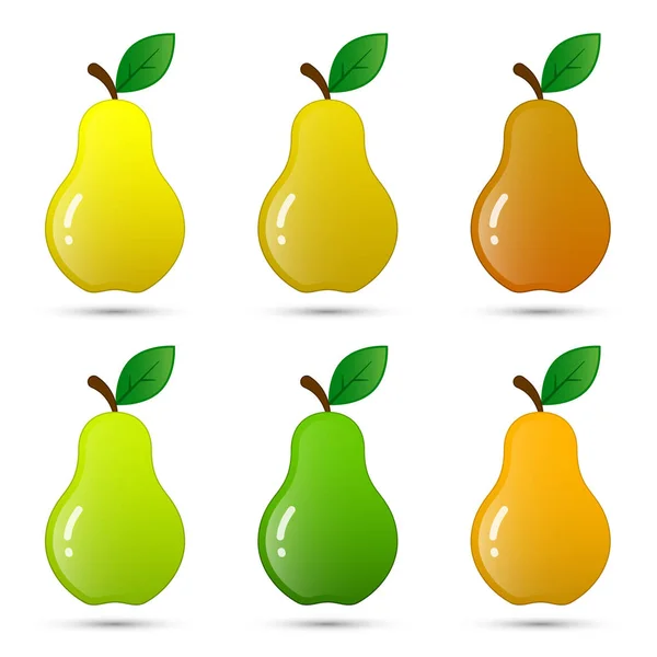 Pear frukt ikon set, isolerade vektorillustration. — Stock vektor