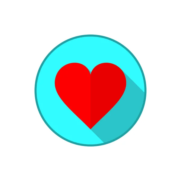 Icono del corazón. Símbolo de amor romántico. Botón círculo azul con icono plano. Vector — Archivo Imágenes Vectoriales