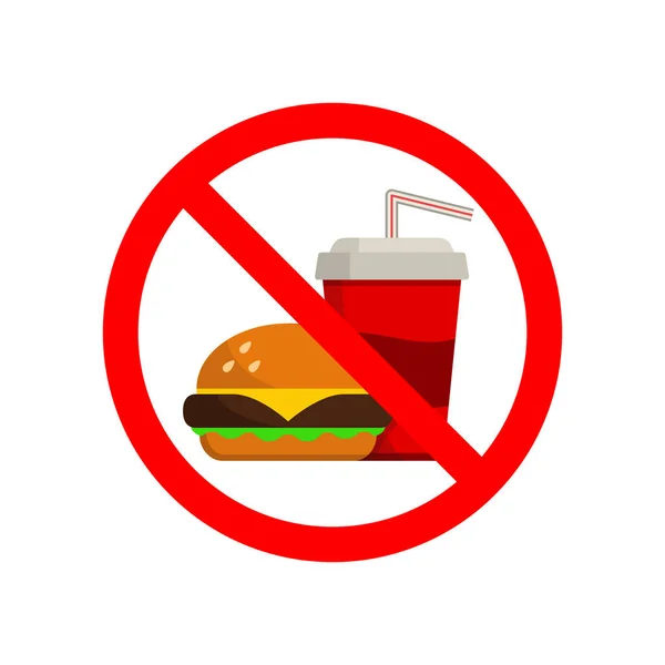 Não há sinal de perigo de fast food. Ilustração vetorial . — Vetor de Stock