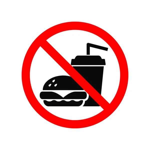 No se permite comida rápida símbolo, aislado en blanco. Signo de prohibición . — Vector de stock