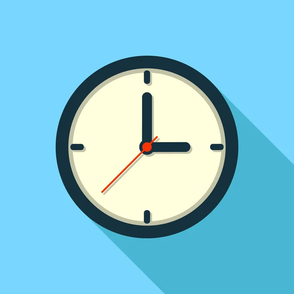 Icono del reloj en estilo plano sobre fondo de color. Vector . — Vector de stock