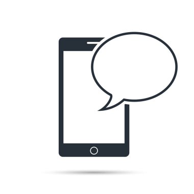 Smartphone ile konuşma balonu simgesinin. Vektör çizim.
