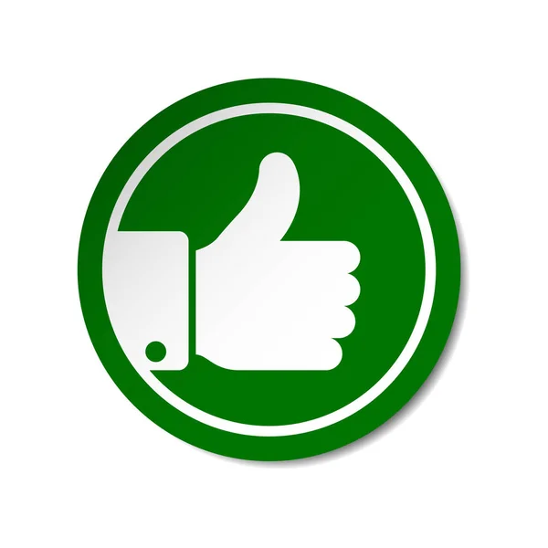 緑の親指ボタンを丸いシールです。ベクトル. — ストックベクタ