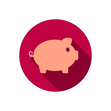 Kumbara simgesi düz tasarım uzun gölge ile. Vektör.