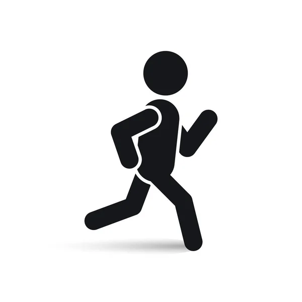 Running man icon vector silhouette on white. — Stock Vector