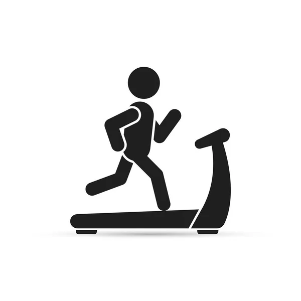 Hombre en el icono de la cinta de correr. Ilustración vectorial . — Vector de stock
