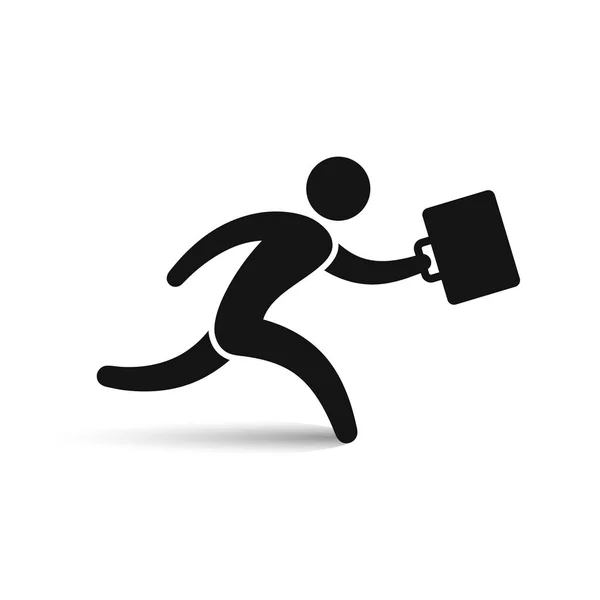 Hombre de negocios corriendo con el icono del maletín, vector . — Vector de stock