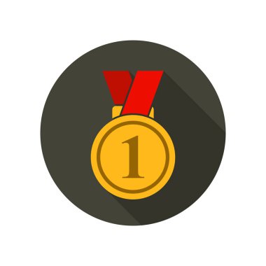 Madalya simge vektör yuvarlak uzun düz stil gölgesinde simgesiyle.