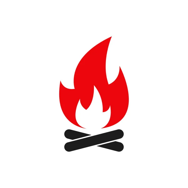Bonfire ikon, vektor lägerelden, flame symbol på vit. — Stock vektor