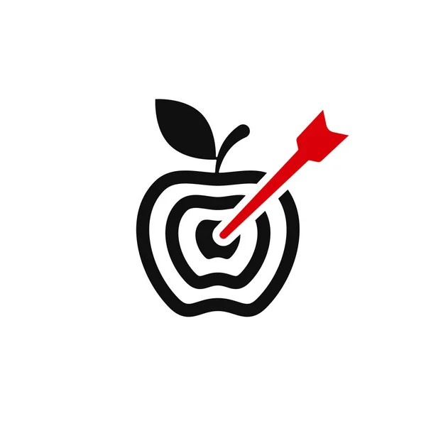 Apple as a target with arrow icon. Vector line icon. — Stock Vector