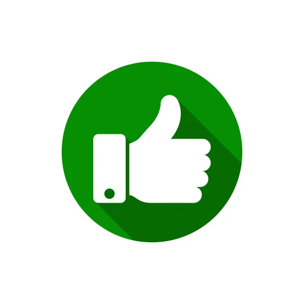 Pollice vettoriale sull'icona, simbolo piatto rotondo verde . — Vettoriale Stock