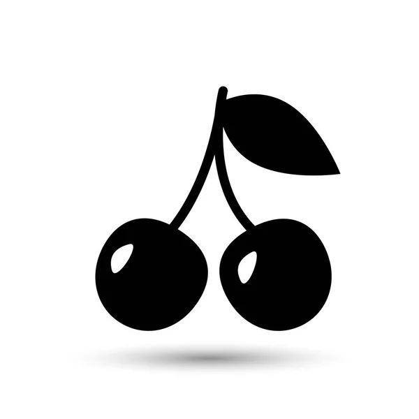 Icône cerise noire, symbole vectoriel simple fruit isolé sur blanc . — Image vectorielle