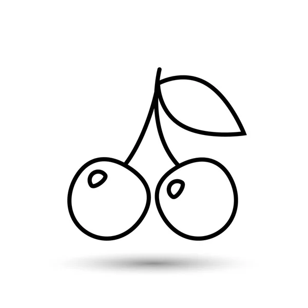 Icono de contorno de cereza, símbolo de fruta simple vector aislado en blanco . — Vector de stock