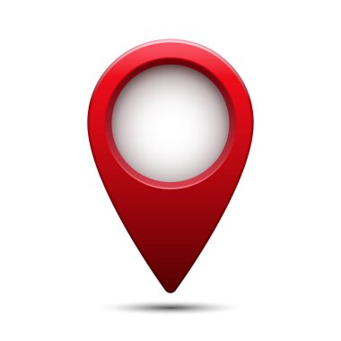 Parlak parlak kırmızı harita işaretçi. Vektör çizim.