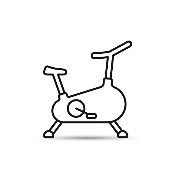 Bicicleta estática, Esquema de icono de la línea de bicicleta de ejercicio, signo de vector aislado en blanco . — Vector de stock