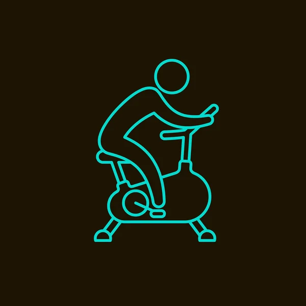 Человек тренировки на велосипеде контур значок. Значок вектора на темном фоне . — стоковый вектор