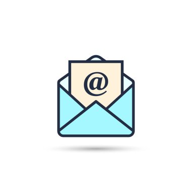 Zarf simgesi düz tasarım e-posta, posta simgesi vektör.