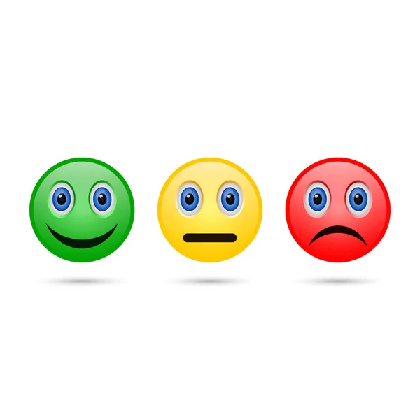 Ícone de feedback de avaliação de emoticon, humor diferente sorridente. Vetor . — Vetor de Stock
