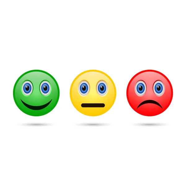 Ícone de feedback de avaliação de emoticon, humor diferente sorridente. Vetor . —  Vetores de Stock