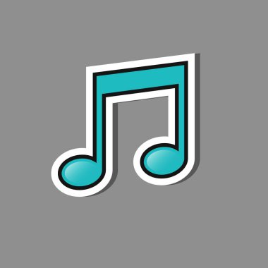 müzik not simgesini etiket tarzı, vektör kağıt etiket.