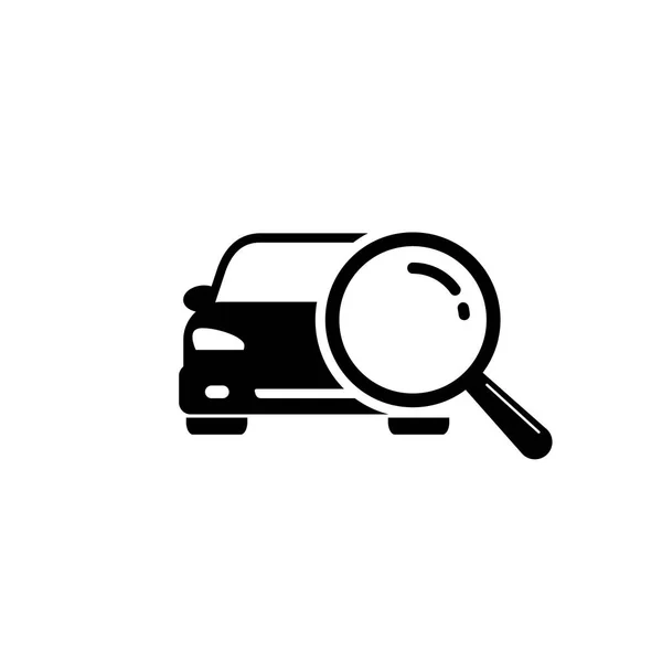 Buscando icono de venta de coches, lupa coche de búsqueda, logotipo del vector . — Vector de stock