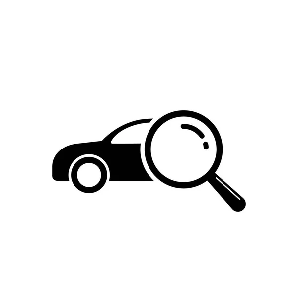 Buscando icono de venta de coches, lupa coche de búsqueda, logotipo del vector . — Archivo Imágenes Vectoriales