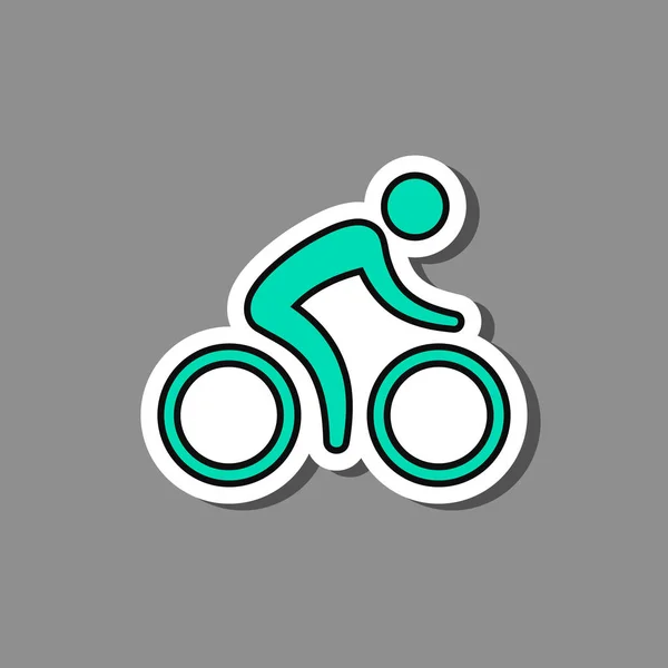 Ποδηλάτη σε αυτοκόλλητο χαρτί. Διάνυσμα απομονωμένες ποδηλάτης ετικέτα. — Διανυσματικό Αρχείο