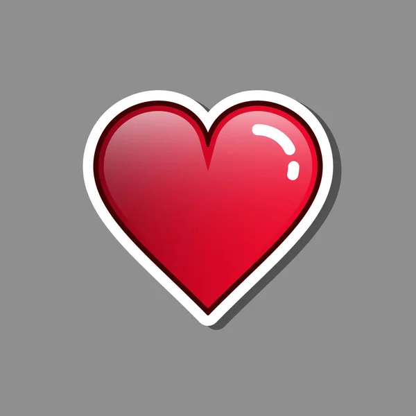 Etiqueta engomada de papel de corazón rojo con símbolo vectorial del día de San Valentín sombra . — Archivo Imágenes Vectoriales