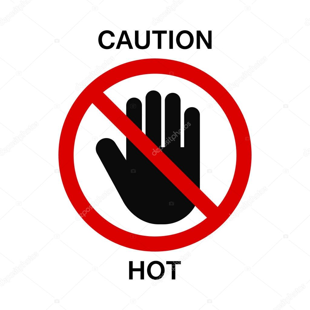 No touch sign, vector caution sign with hand palm.