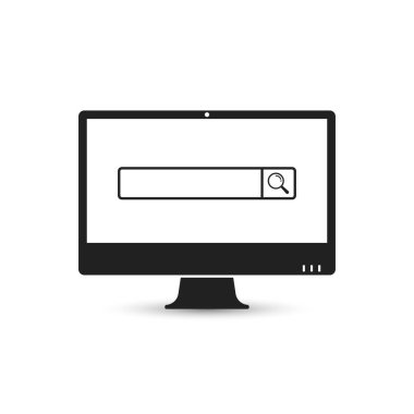 Search page on computer screen icon. Search in web browser. Search bar. Vector. clipart