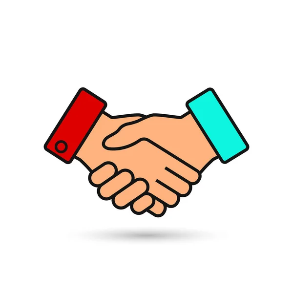 Handshake business vektorillustration, symbol för framgång deal, lyckliga partnerskap, hälsning skaka, casual handskakning avtal tecken. — Stock vektor