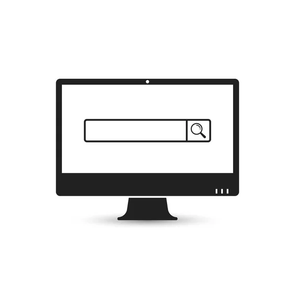 Search page on computer screen icon. Search in web browser. Search bar. Vector. — Stock Vector