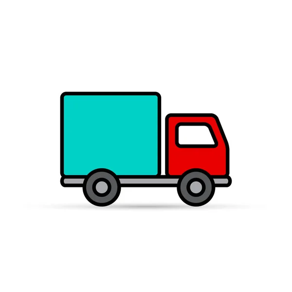 Autocarro icona a colori, vettore isolato simbolo di consegna . — Vettoriale Stock
