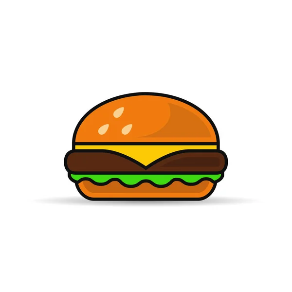 Burger ikon, Vector elszigetelt gyorsétterem szimbólum. — Stock Vector
