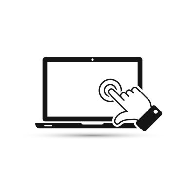 Dizüstü ekran dokunmatik simgesini, parmak illüstrasyon vektör dokunmatik monitör.