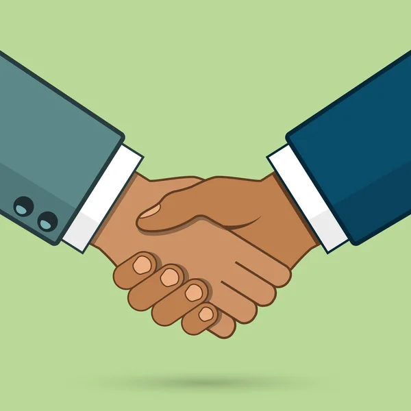 Handshake of business partners. Vector color illustration. Success deal, happy partnership, greeting shake symbol. — Stock Vector