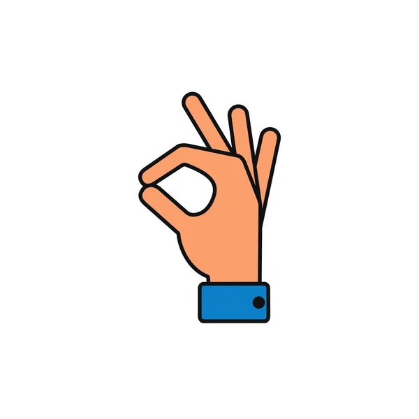 Ok ícone mão, Vector ok símbolo isolado sinal positivo . —  Vetores de Stock