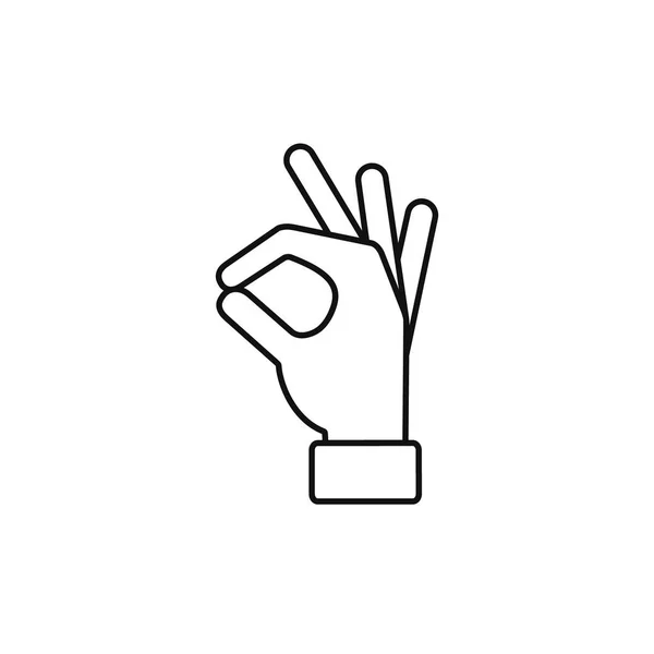 Oke handpictogram omtrek lijn, Vector ok symbool geïsoleerde positief. — Stockvector