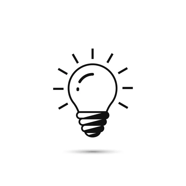 Icona linea lampadina su sfondo bianco. Illustrazione vettoriale. Simbolo dell'idea . — Vettoriale Stock