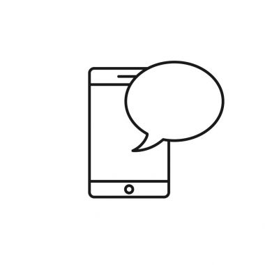 Hareket eden telefon ile konuşma balonu ileti simgesi. Vektör satırı simgesi