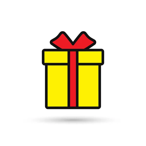 Значок цвета коробки подарка, Векторный изолированный контур простой символ — стоковый вектор