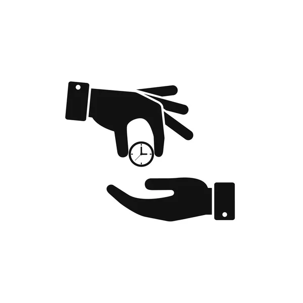 Hand geven het klokpictogram. Geïsoleerde tijd economie vectorillustratie — Stockvector